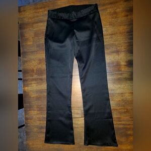 Frederick's of Hollywood black silky pants lace top back zip size 6